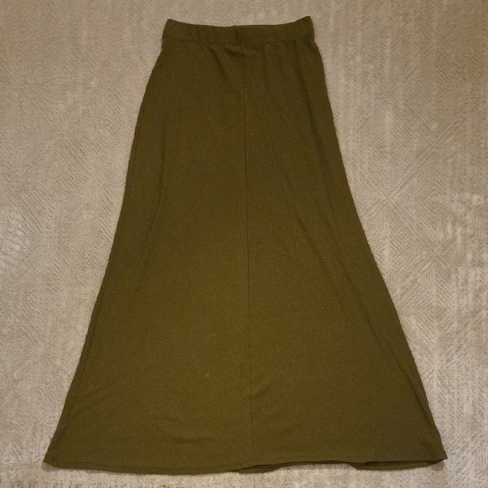 Reformation Olive Green Maxi Skirt